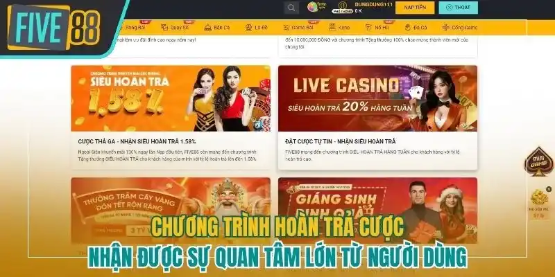 Chương trình hoàn trả cược 1.58% được quan tâm