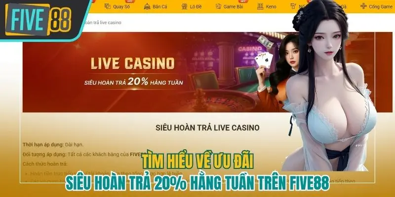Tìm hiểu về siêu hoàn trả 20% hằng tuần trên Five88