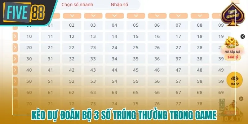 Kèo dự đoán bộ 3 số trúng thưởng trong game