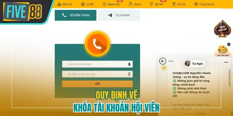 Quy định về khóa tài khoản hội viên